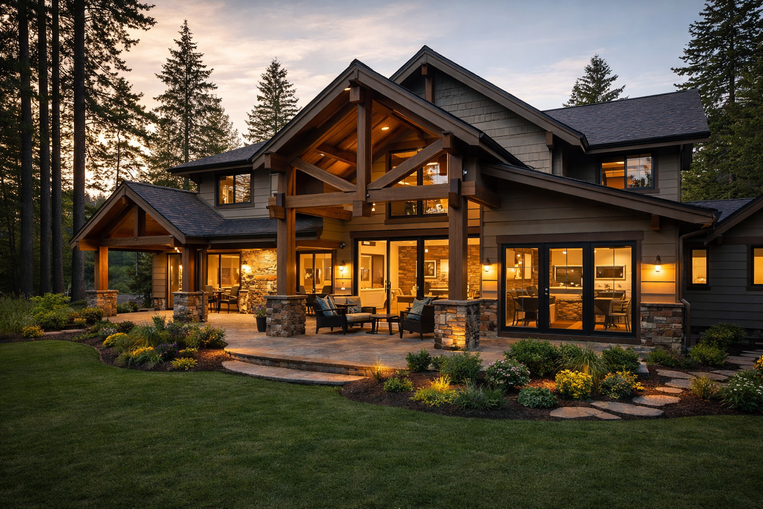 Modern home in tranquil forest setting